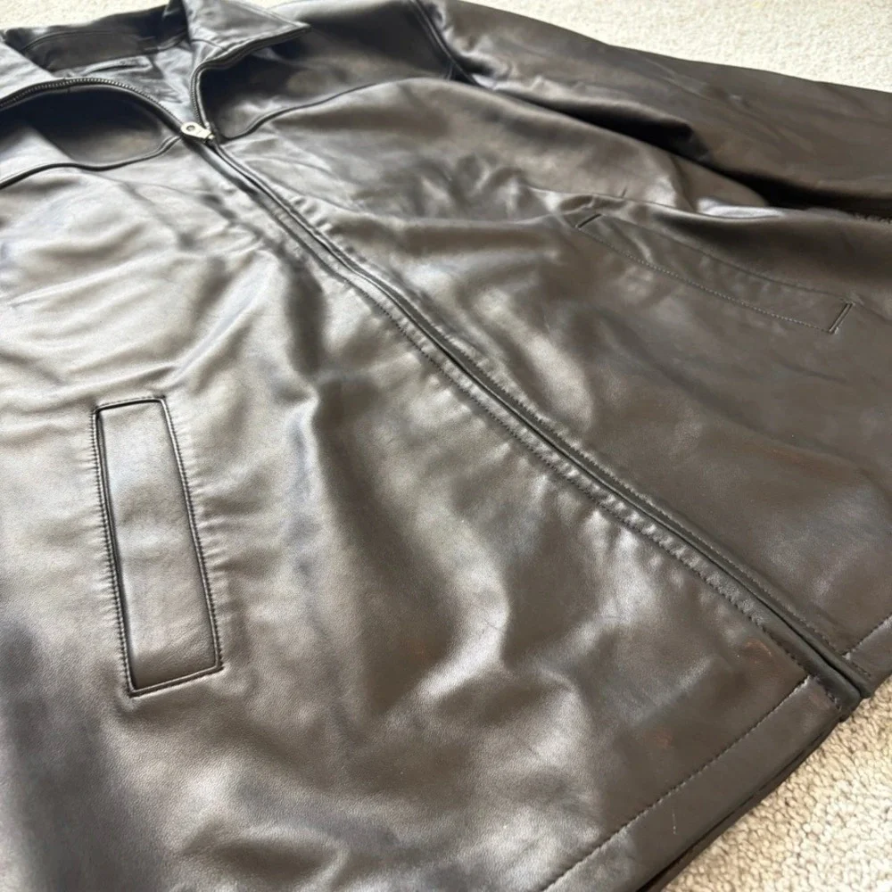 Roundtree & Yorke‎ Lambskin Leather Jacket Mens 3XLT Black Retro Classic